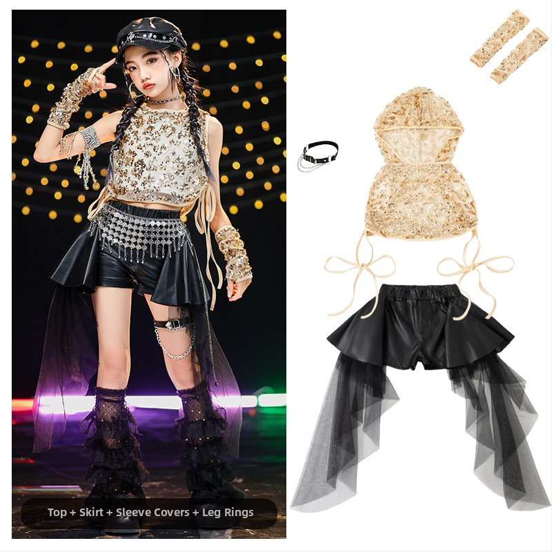 Set kostima džez ples za djevojčice - mekana obrada poliestera, 90% poliester, AQL 2.5, sigurnosna razina B, za djecu od 8 godina