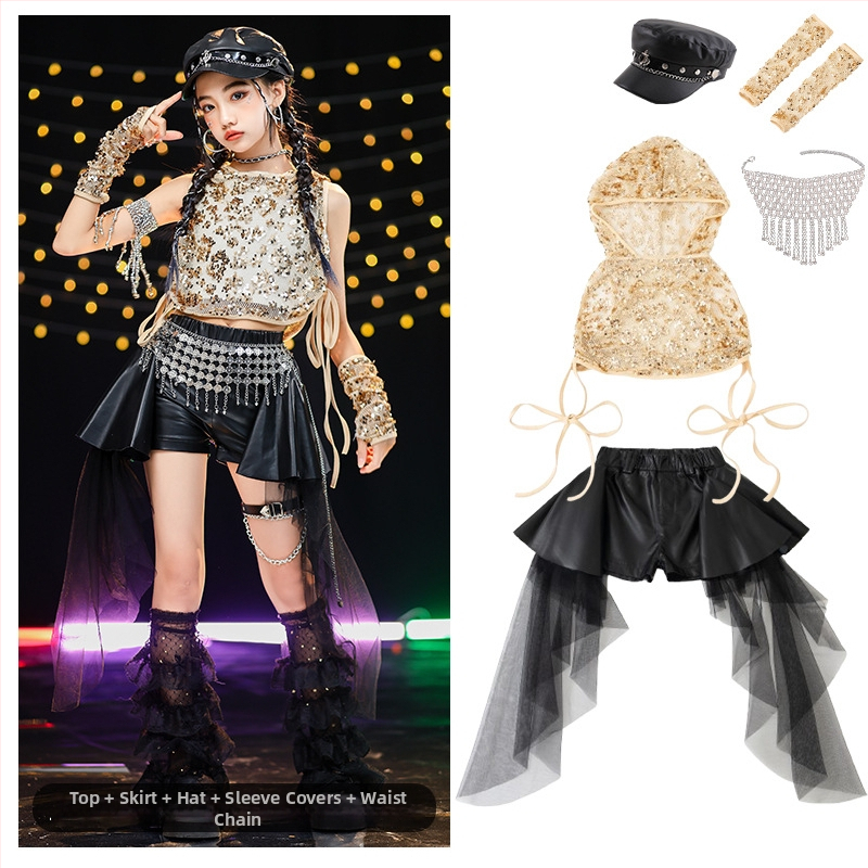 Set kostima džez ples za djevojčice - mekana obrada poliestera, 90% poliester, AQL 2.5, sigurnosna razina B, za djecu od 8 godina