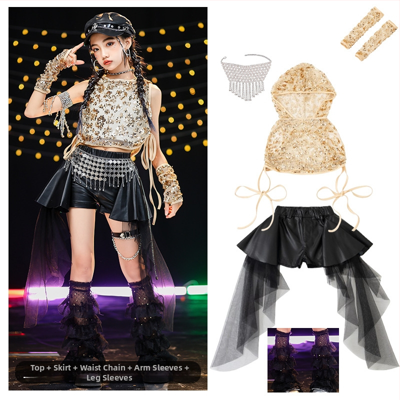 Set kostima džez ples za djevojčice - mekana obrada poliestera, 90% poliester, AQL 2.5, sigurnosna razina B, za djecu od 8 godina