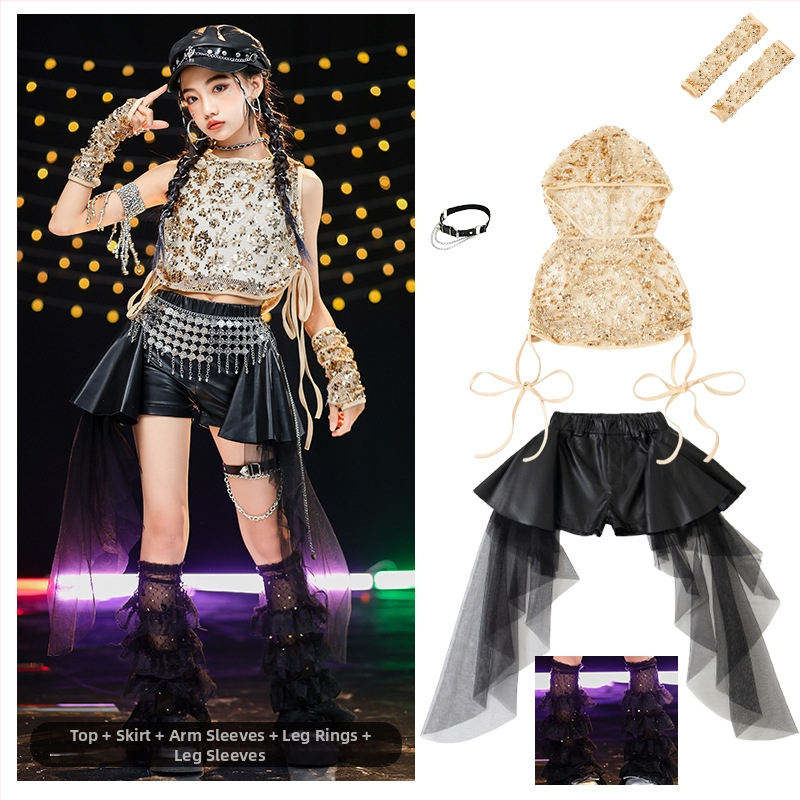 Set kostima džez ples za djevojčice - mekana obrada poliestera, 90% poliester, AQL 2.5, sigurnosna razina B, za djecu od 8 godina