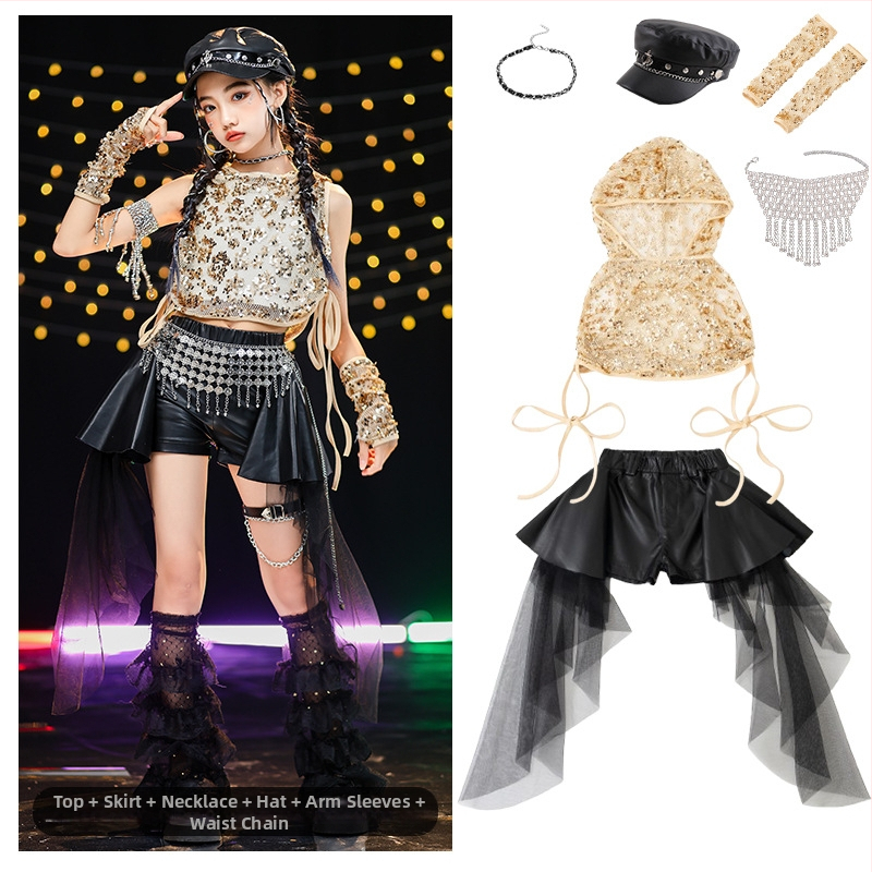 Set kostima džez ples za djevojčice - mekana obrada poliestera, 90% poliester, AQL 2.5, sigurnosna razina B, za djecu od 8 godina