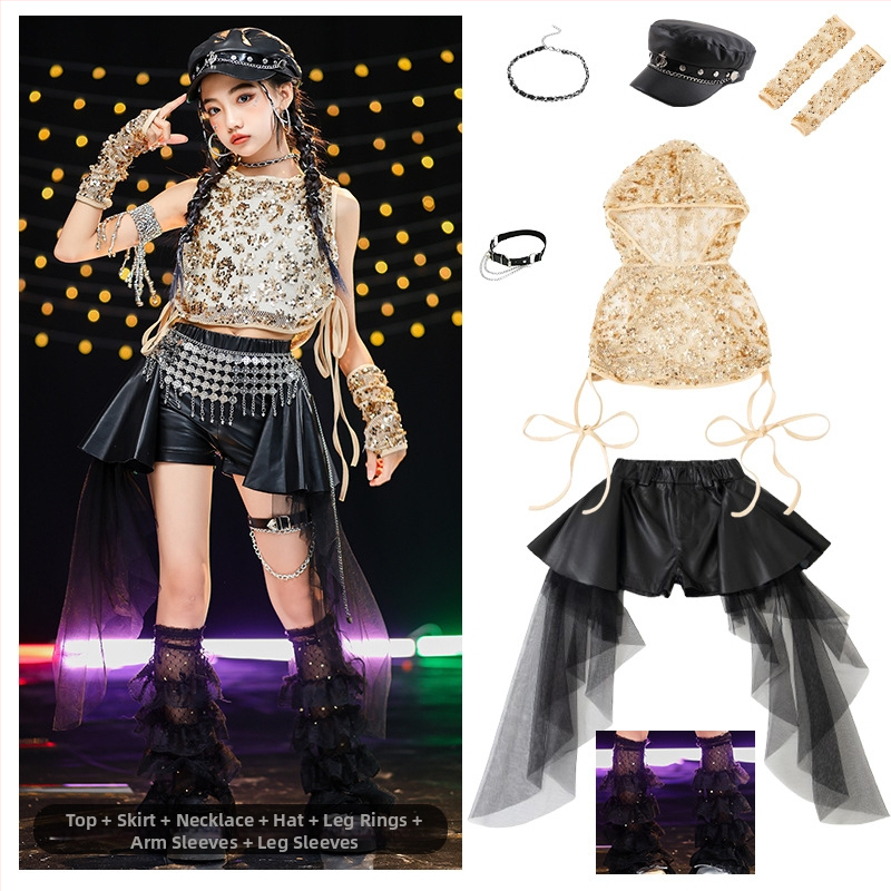 Set kostima džez ples za djevojčice - mekana obrada poliestera, 90% poliester, AQL 2.5, sigurnosna razina B, za djecu od 8 godina