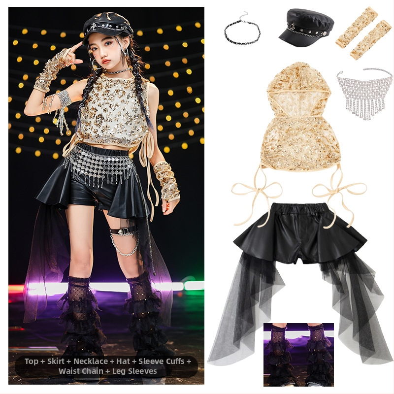 Set kostima džez ples za djevojčice - mekana obrada poliestera, 90% poliester, AQL 2.5, sigurnosna razina B, za djecu od 8 godina