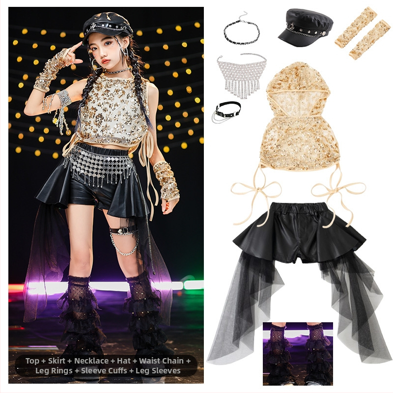 Set kostima džez ples za djevojčice - mekana obrada poliestera, 90% poliester, AQL 2.5, sigurnosna razina B, za djecu od 8 godina