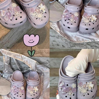 Dekorativna kopča za obuću s šarenim leptir motivom, za sandale i papuče, Crocs-stil kopča, sve sezone, dnevni opušten stil