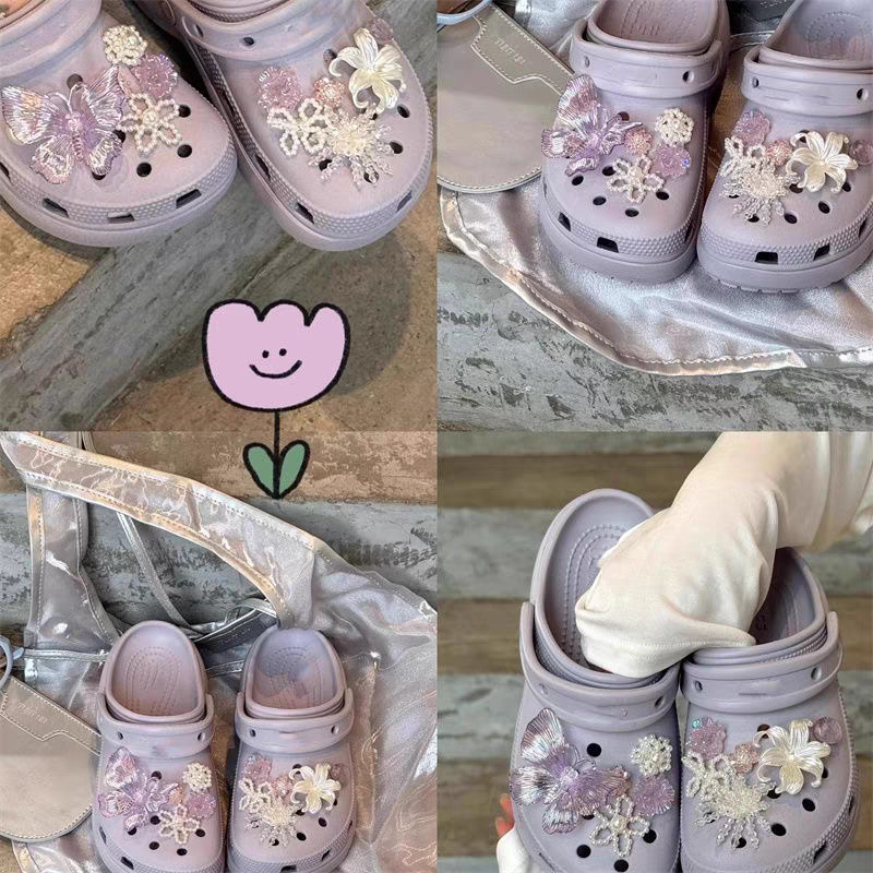 Dekorativna kopča za obuću s šarenim leptir motivom, za sandale i papuče, Crocs-stil kopča, sve sezone, dnevni opušten stil