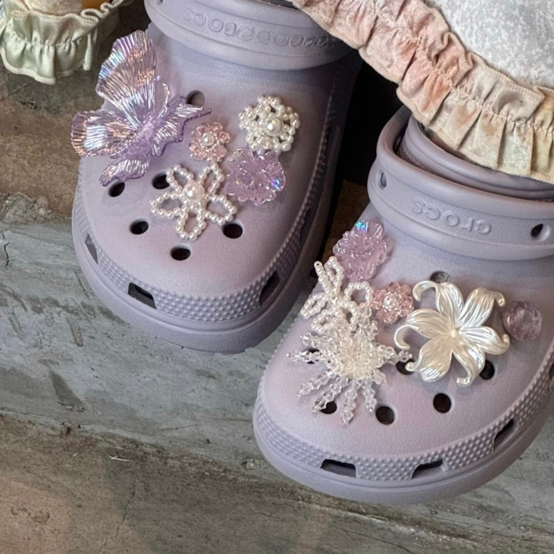 Dekorativna kopča za obuću s šarenim leptir motivom, za sandale i papuče, Crocs-stil kopča, sve sezone, dnevni opušten stil