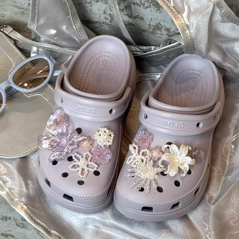 Dekorativna kopča za obuću s šarenim leptir motivom, za sandale i papuče, Crocs-stil kopča, sve sezone, dnevni opušten stil