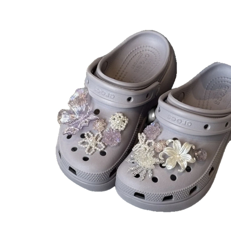 Dekorativna kopča za obuću s šarenim leptir motivom, za sandale i papuče, Crocs-stil kopča, sve sezone, dnevni opušten stil