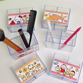 Akrilni stolni organizator s odjeljcima – Cartoon Fish Monster dizajn, za makeup četke i ruževe, model g1325, kapacitet 1 L
