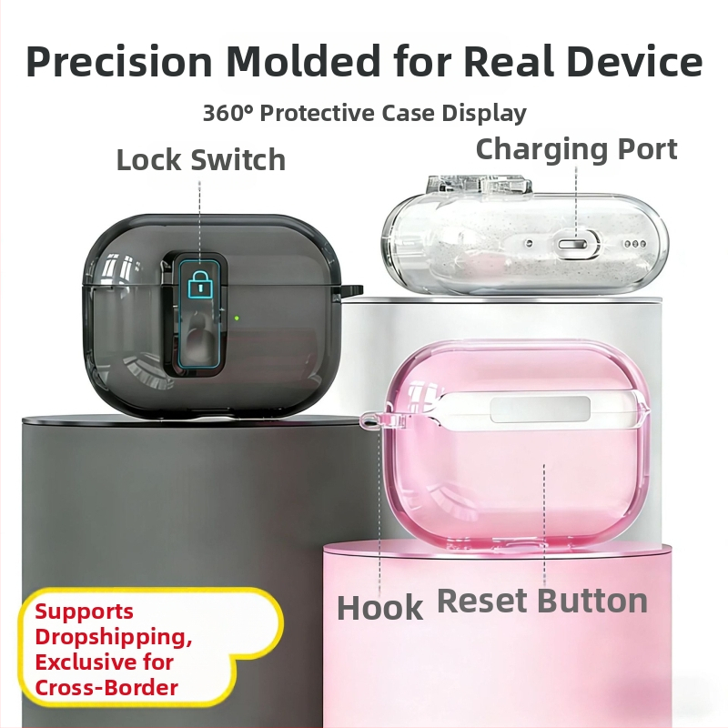 Ochranné puzdro pre AirPods Pro 3/Pro 2 a AirPods 4. generáciu, priehľadný TPU obal, vstrekované formovanie