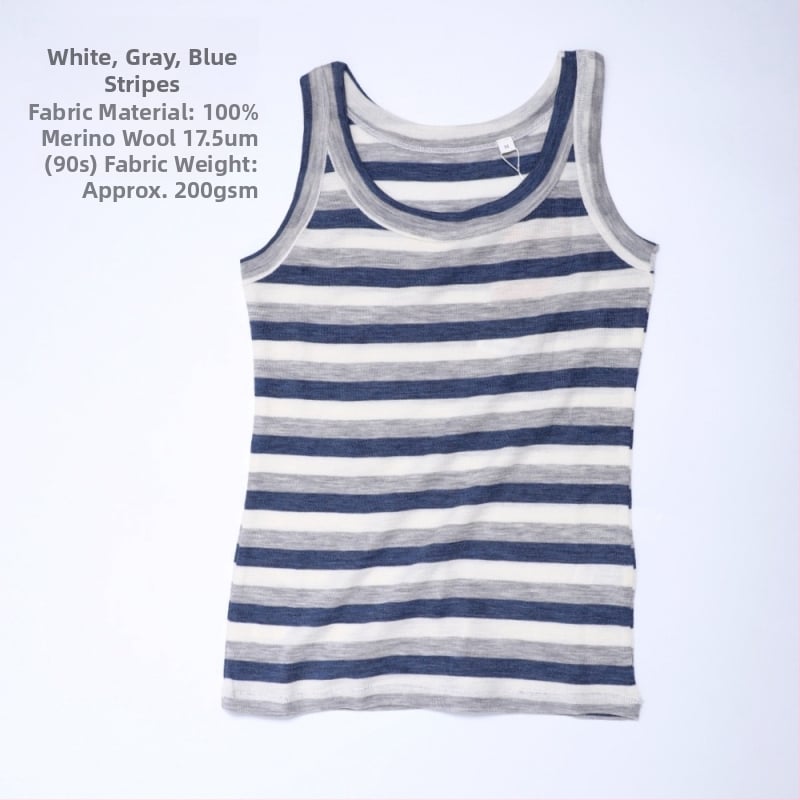 Meilino γιλέκο Merino με ρίγες, διαπνέεται, απομακρύνει την υγρασία, καλοκαίρι