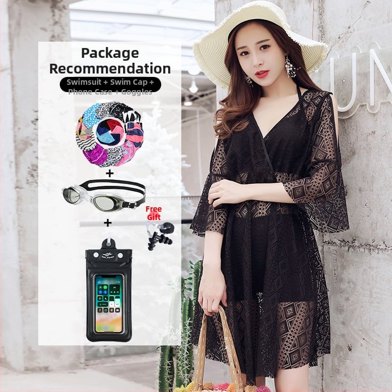 Женски триичастен разделен бански костюм – флорален принт, бързосъхнещ полиестер, подплата млечна коприна