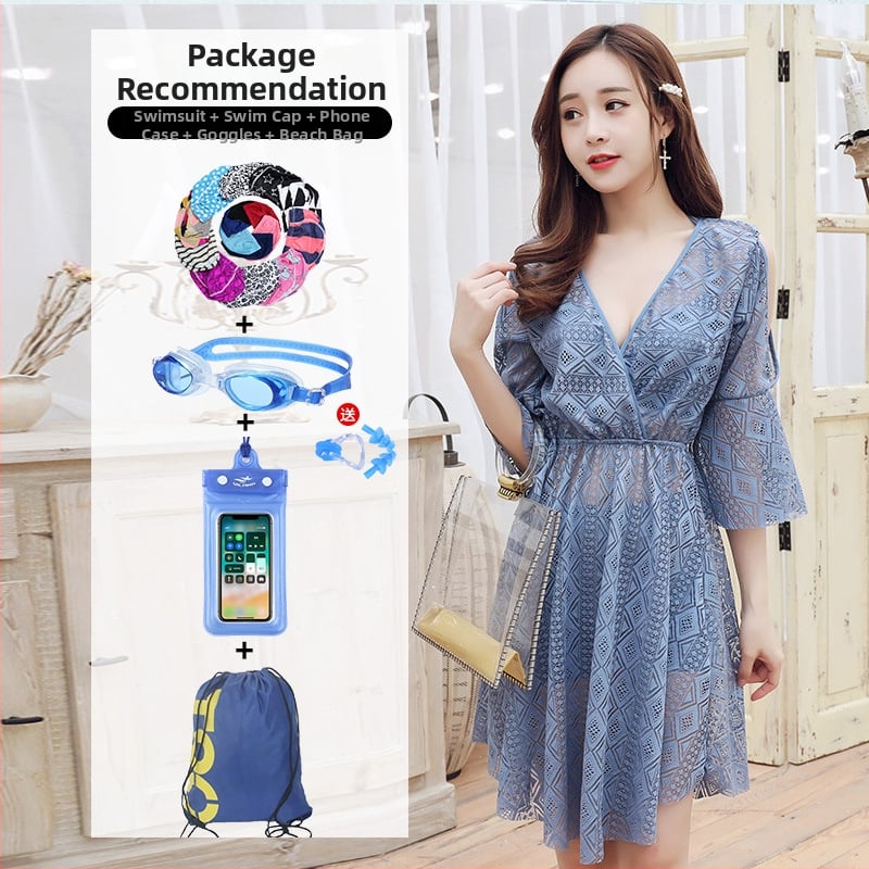 Женски триичастен разделен бански костюм – флорален принт, бързосъхнещ полиестер, подплата млечна коприна