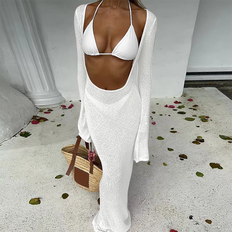 Комплект от три части бански за жени; секси стил и висока еластичност; нейлон 82% + полиестер 18% подплата; метална опора и подплънки за бюст; есен 2025