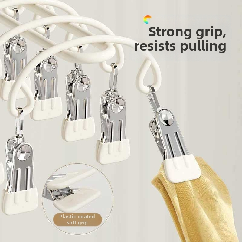 Закачалка за дрехи с множество клипчета, неръждаема стомана, модерен стил; подходяща за дрехи, панталони и вратовръзки; авторизиран частен бранд