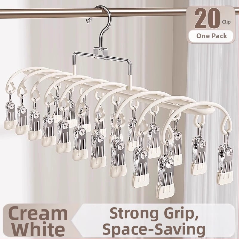 Закачалка за дрехи с множество клипчета, неръждаема стомана, модерен стил; подходяща за дрехи, панталони и вратовръзки; авторизиран частен бранд