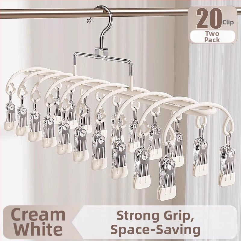 Закачалка за дрехи с множество клипчета, неръждаема стомана, модерен стил; подходяща за дрехи, панталони и вратовръзки; авторизиран частен бранд