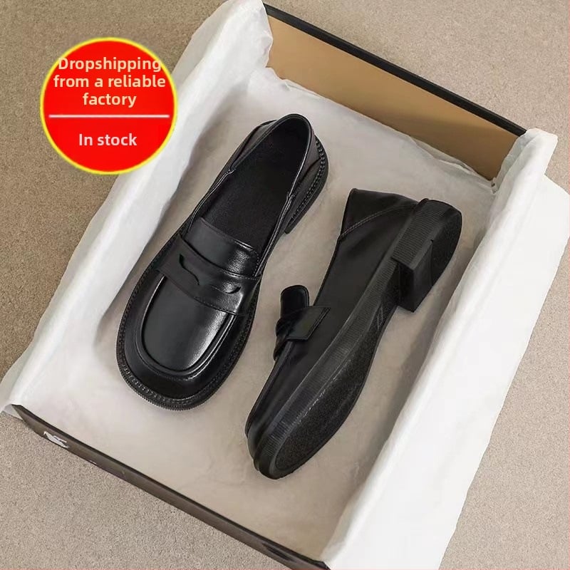 Дамски slip-on лофери с гумена подметка, закрълен нос, нисък връх, подходящи за всички сезони