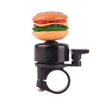 Звънец за велосипед, железен, мотив бургер, декорация: пържени картофи и сандвич