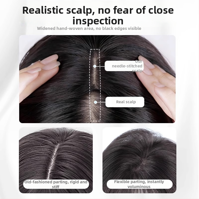 Dio peruke za vrh glave, prirodan stil, duga kosa s ravnim fringeom, kosa od proteinske svile