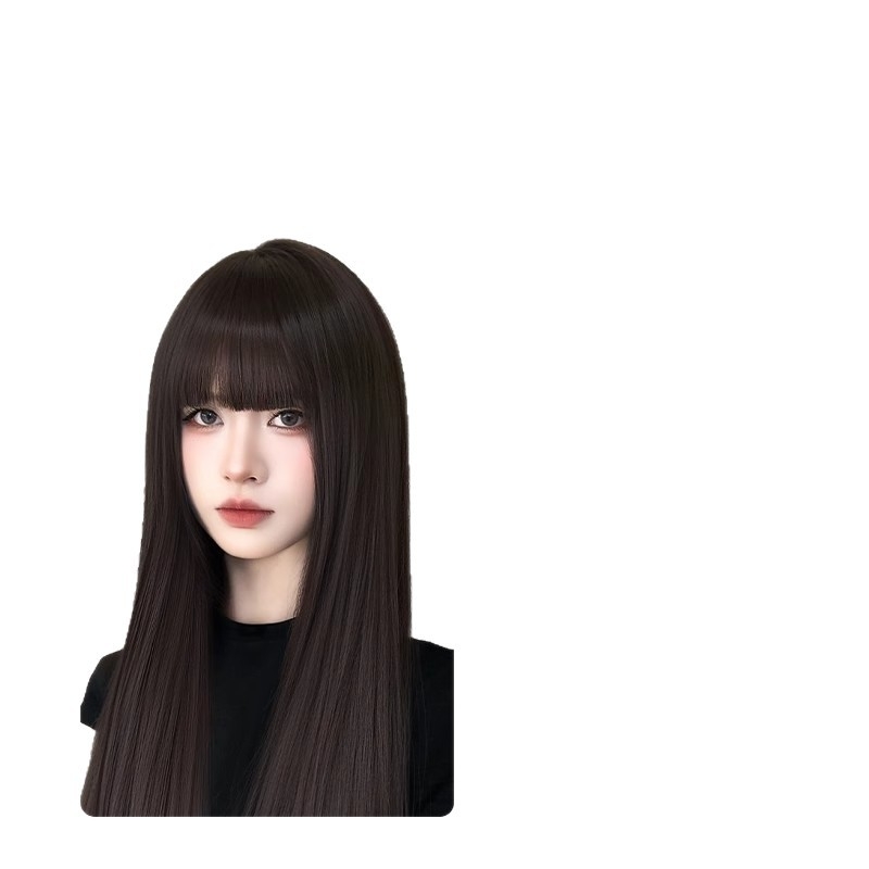 Dio peruke za vrh glave, prirodan stil, duga kosa s ravnim fringeom, kosa od proteinske svile