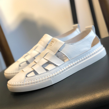 Férfi marhabőr szandál – PU talp, légáteresztő, kerek orr, csúszásmentes