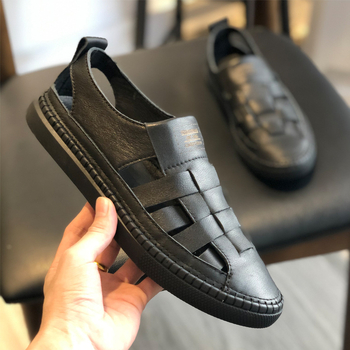 Férfi marhabőr szandál – PU talp, légáteresztő, kerek orr, csúszásmentes