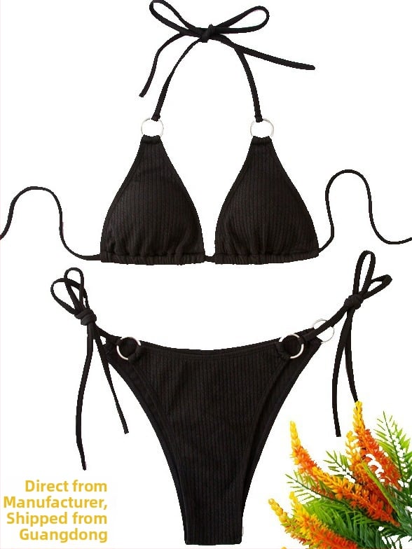 Бикини комплект, едноцветен дизайн, подплатена горна част, полиестер-еластанова материя (95% еластан, 5% полиестер), тегло на тъканта 150 г/м², подплата полиестер