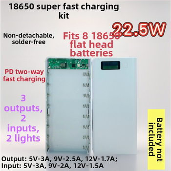 Bez zavarivanja 8‑ćelijska kutija za bateriju 18650 za DIY kućište mobilnog napajanja uz dvostruko brzo punjenje