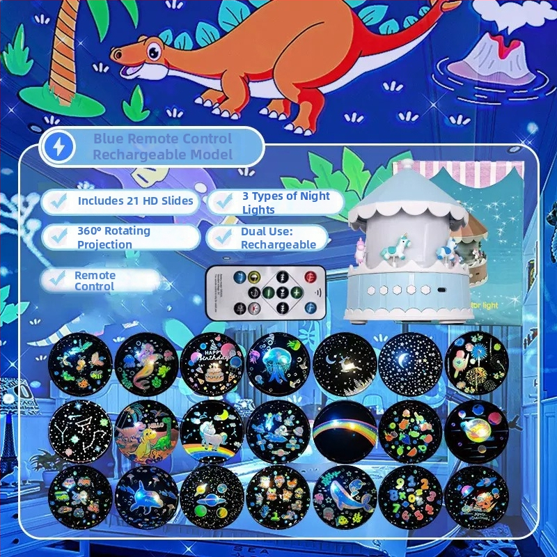 Projektor zvjezdane noći za djecu – USB napajanje, reprodukcija glazbe, prilagodba svjetline, stolna instalacija