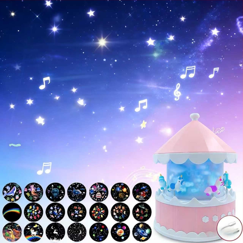 Projektor zvjezdane noći za djecu – USB napajanje, reprodukcija glazbe, prilagodba svjetline, stolna instalacija