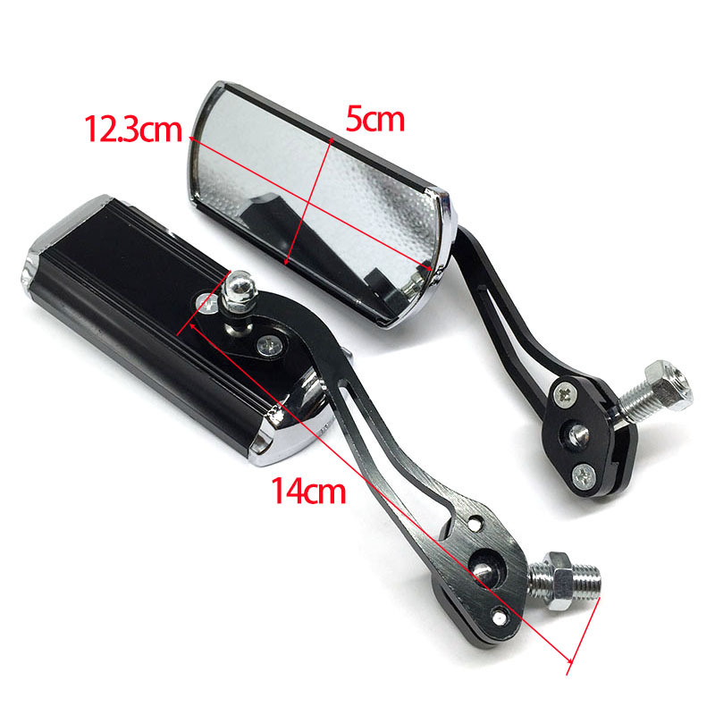 Задно огледало за велосипед H-2201 – алуминиева рамка, квадратно огледало, монтаж със зъбно захващане, силна удароустойчивост