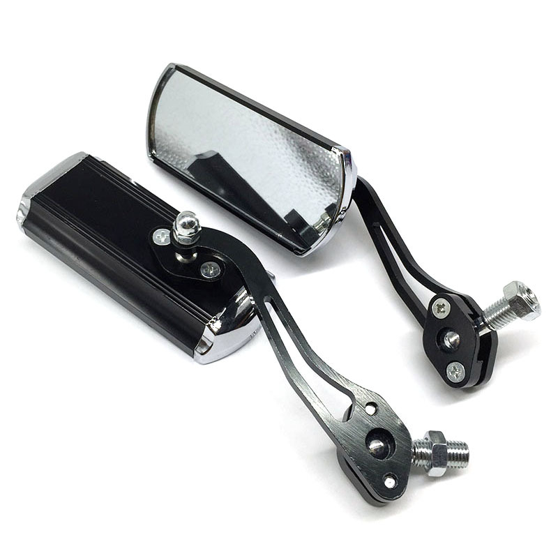 Задно огледало за велосипед H-2201 – алуминиева рамка, квадратно огледало, монтаж със зъбно захващане, силна удароустойчивост