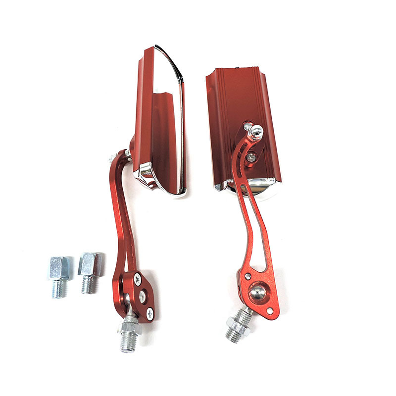 Задно огледало за велосипед H-2201 – алуминиева рамка, квадратно огледало, монтаж със зъбно захващане, силна удароустойчивост