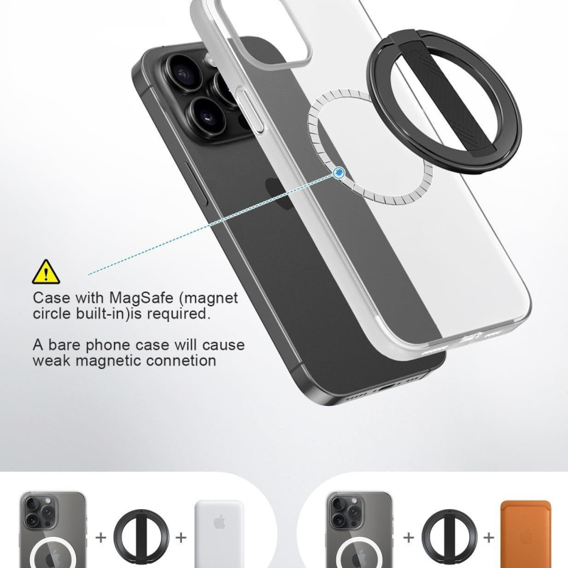 EWA MagOne suport inel pentru telefon cu MagSafe – personalizabil, material: aliaj de aluminiu, silicon, magnet N52, greutate netă 25 g