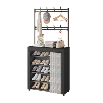 Ράφι παπουτσιών και καπέλων για εσωτερική είσοδο, ελεύθερο τοποθετούμενο στο πάτωμα, πολλαπλών επιπέδων, προστασία από σκόνη, με πόρτα