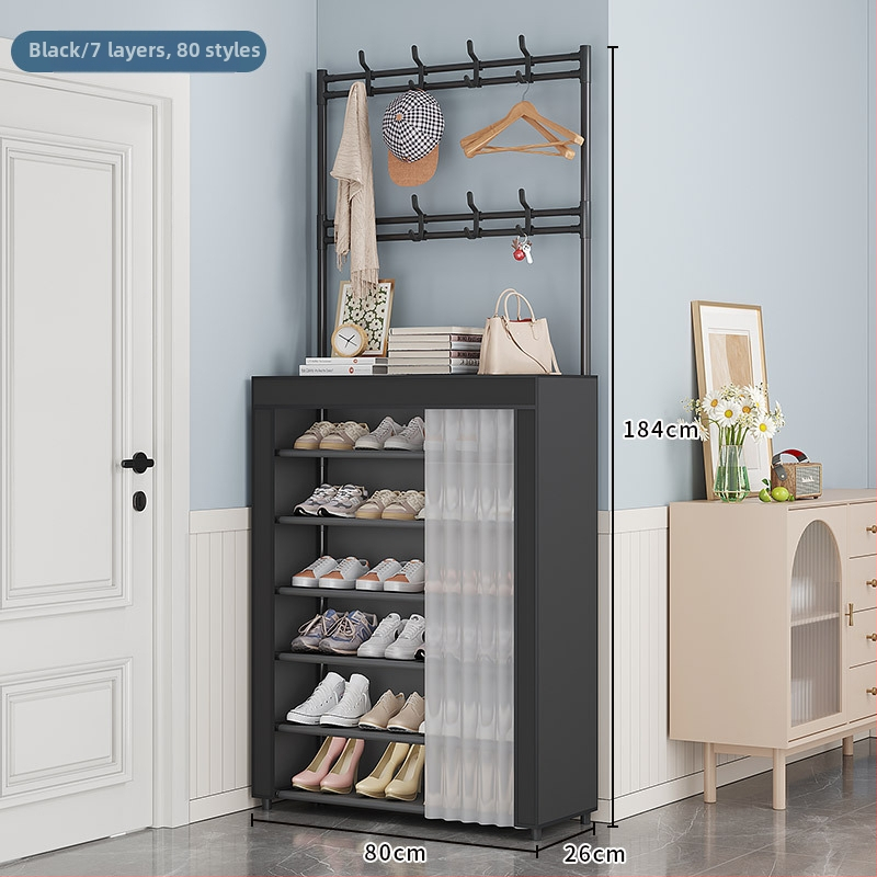 Polica na topánky a klobúky do vstupnej chodby, samostatne stojaca, viacposchodová, protiprache, s dverami