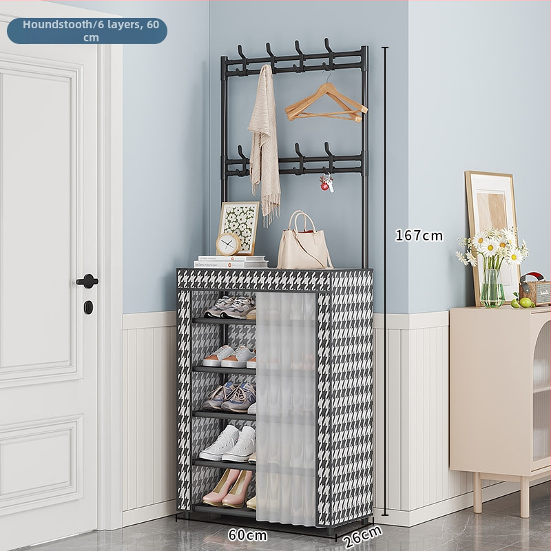 Polica na topánky a klobúky do vstupnej chodby, samostatne stojaca, viacposchodová, protiprache, s dverami