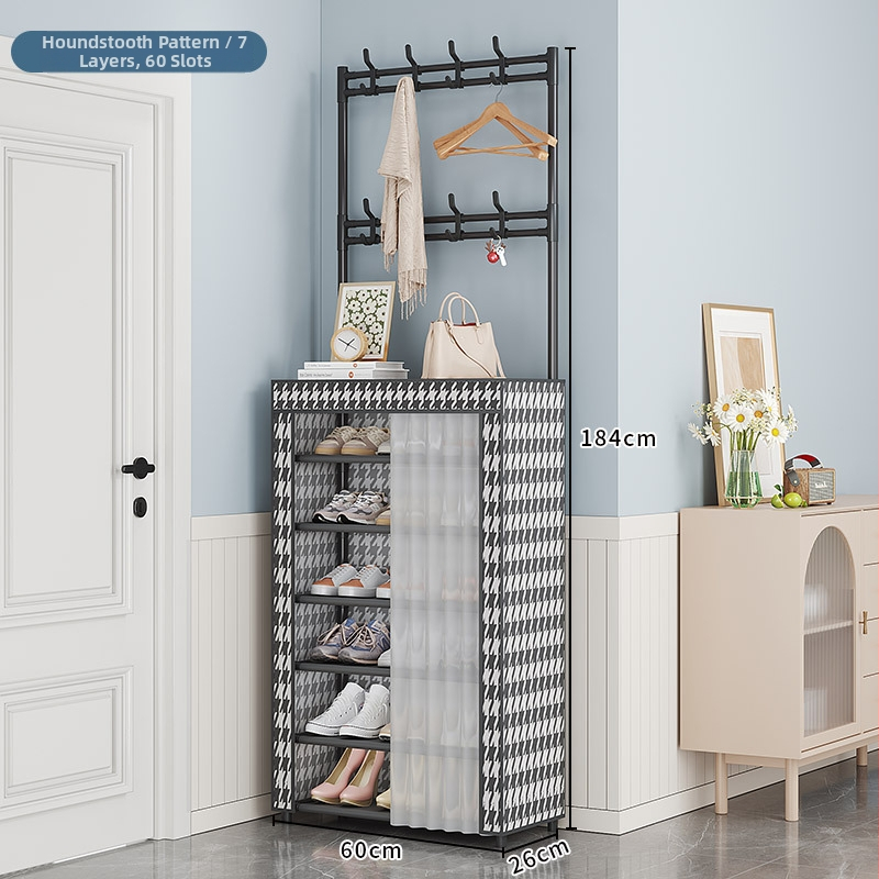 Polica na topánky a klobúky do vstupnej chodby, samostatne stojaca, viacposchodová, protiprache, s dverami