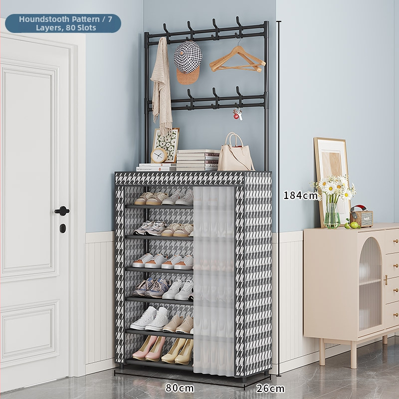 Polica na topánky a klobúky do vstupnej chodby, samostatne stojaca, viacposchodová, protiprache, s dverami