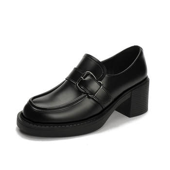 Ženske loaferice, gornji dio od mikrovlakana; okrugli vrh; visok pet 6-8 cm; stil Engleska.