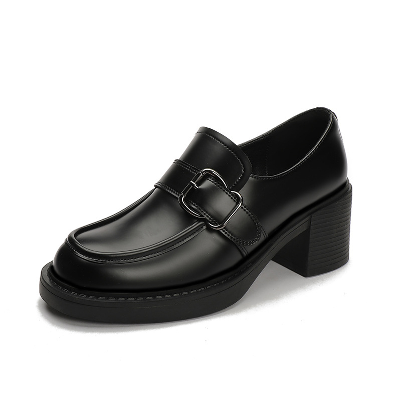 Ženske loaferice, gornji dio od mikrovlakana; okrugli vrh; visok pet 6-8 cm; stil Engleska.