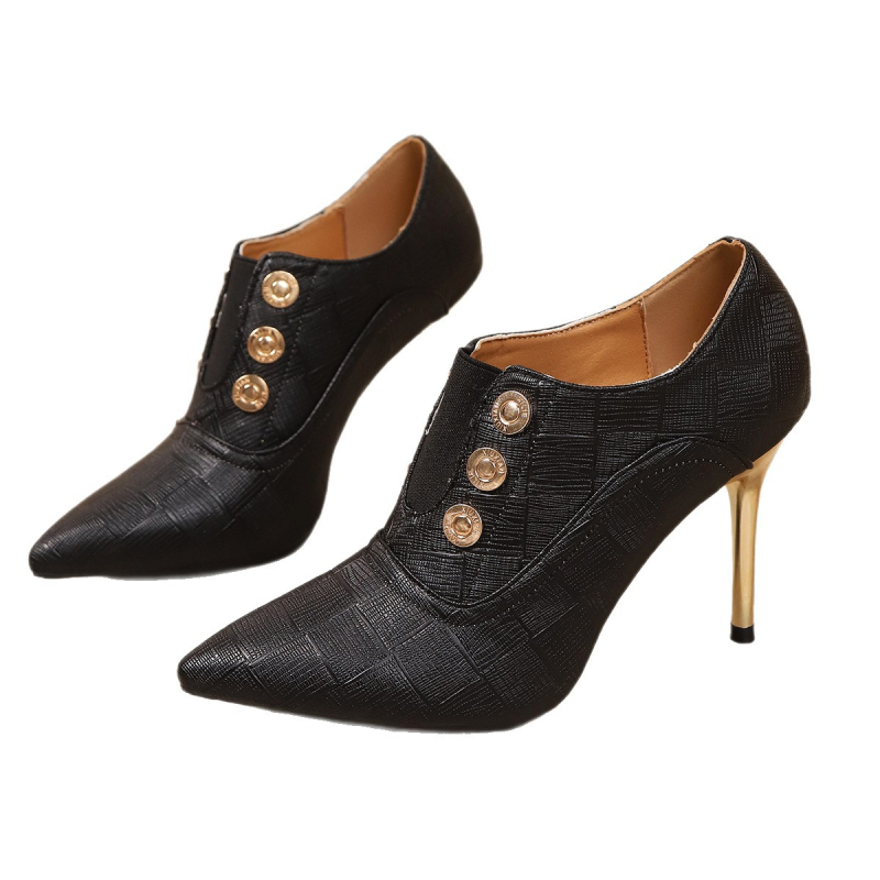 Френски стил женски лоуфъри – заострен нос, PU горна част, висок ток над 8 см, тънък ток