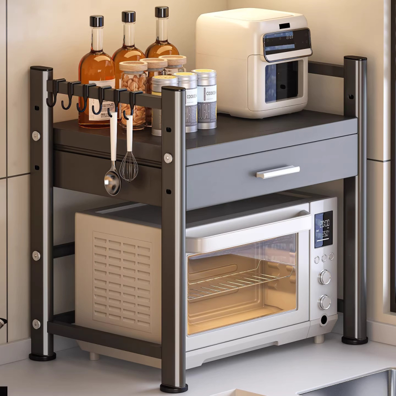 Vytiahnuteľný kuchynský regál na skladovanie, dvojposchodový, kov, model CY11, moderný minimalistický štýl, prispôsobiteľné podľa výkresov