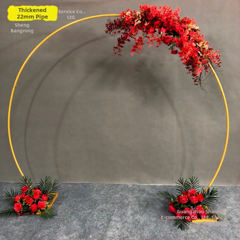 Vjenčani okrugli okvir pozadine, luk s cvjetovima trešnje, polukružni luk balona, željezni okvir