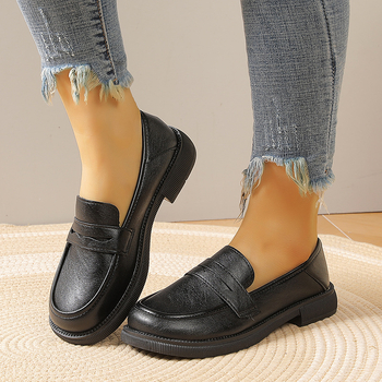 Ženske kožne loaferice s okruglim vrhom, PU gornji dio, slip-on, niski pet