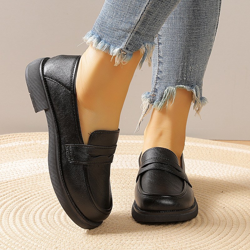 Ženske kožne loaferice s okruglim vrhom, PU gornji dio, slip-on, niski pet