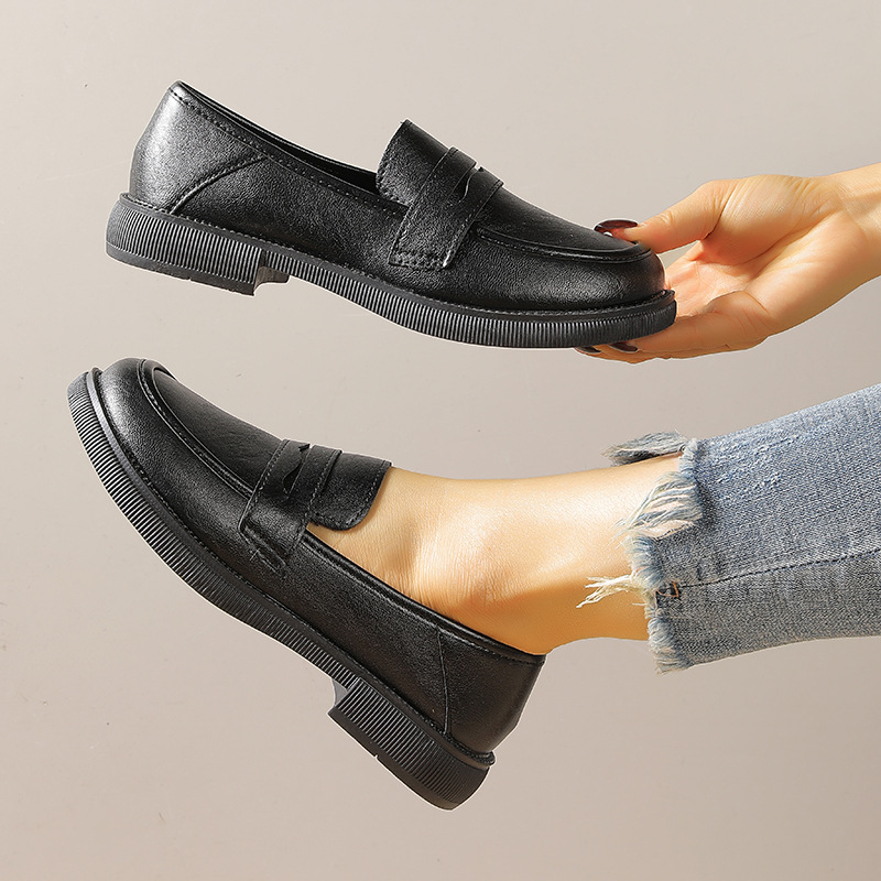 Ženske kožne loaferice s okruglim vrhom, PU gornji dio, slip-on, niski pet