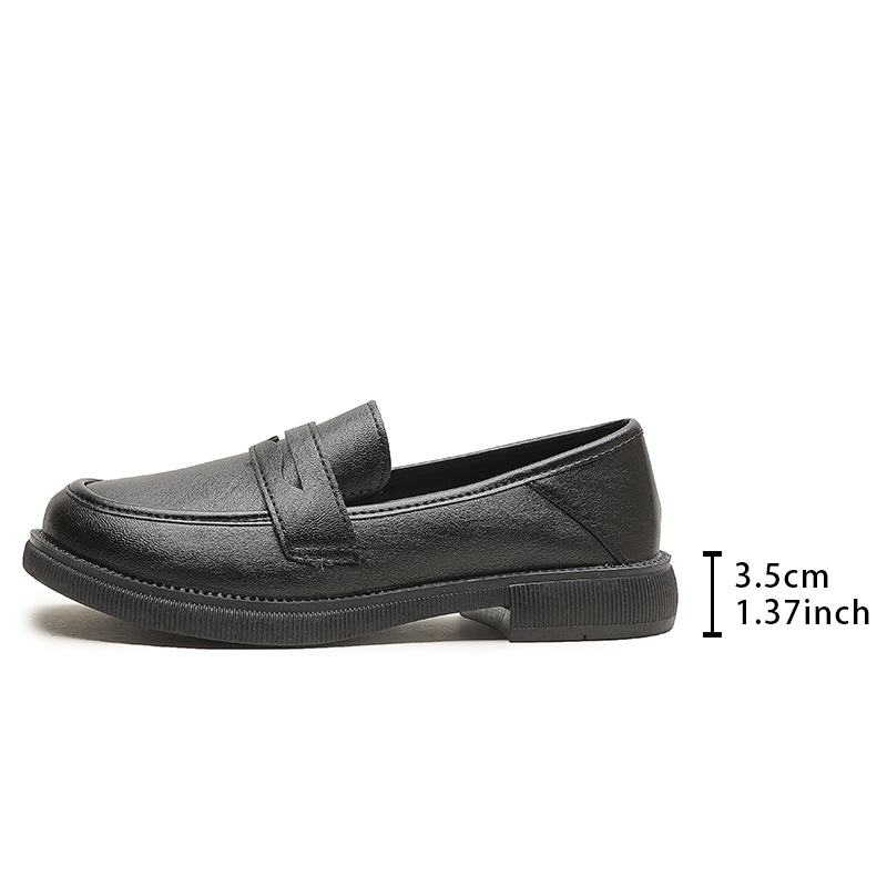 Ženske kožne loaferice s okruglim vrhom, PU gornji dio, slip-on, niski pet